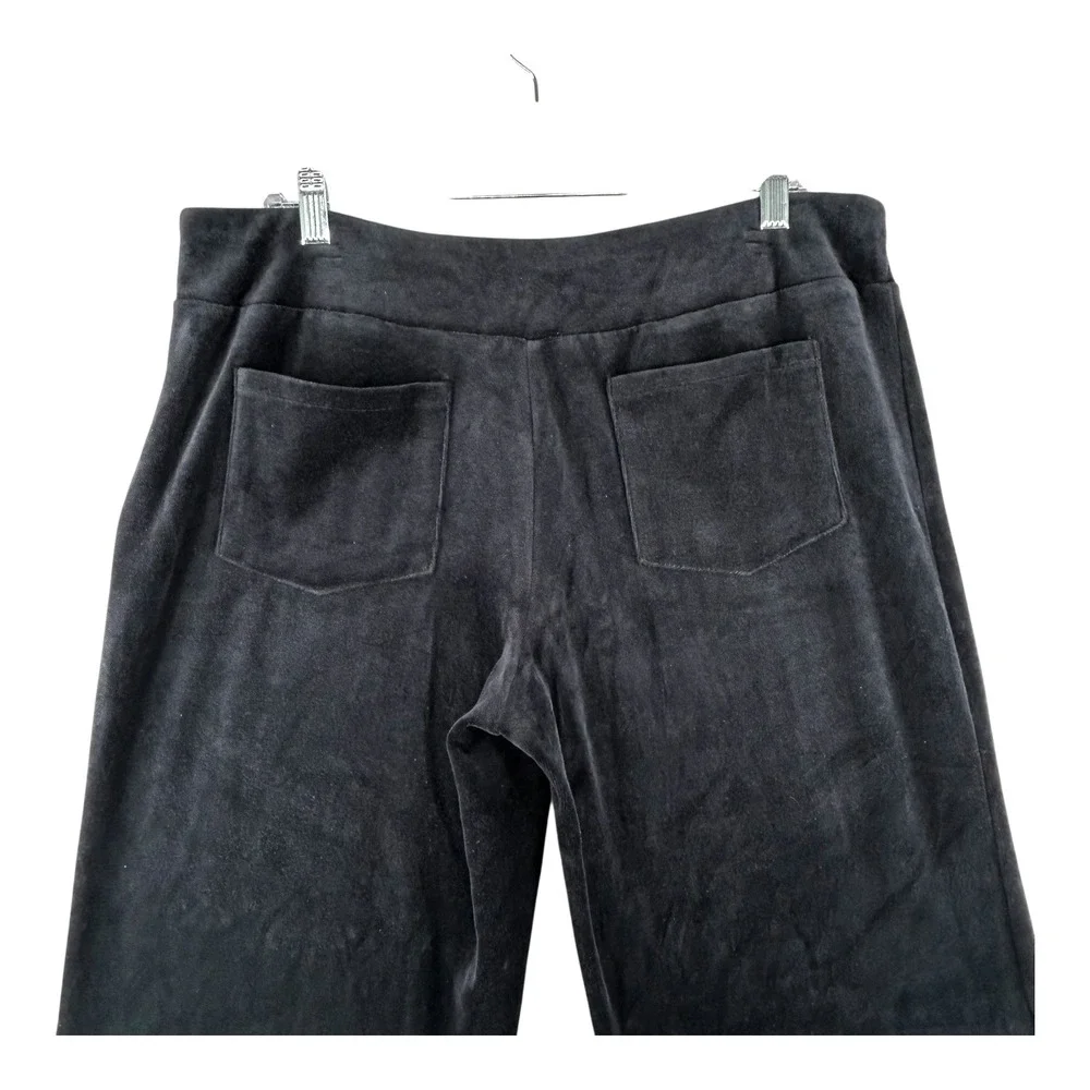 Soma Black Velour Lounge Pants Womens Large Straight Leg‎ Elastic Waist Casual